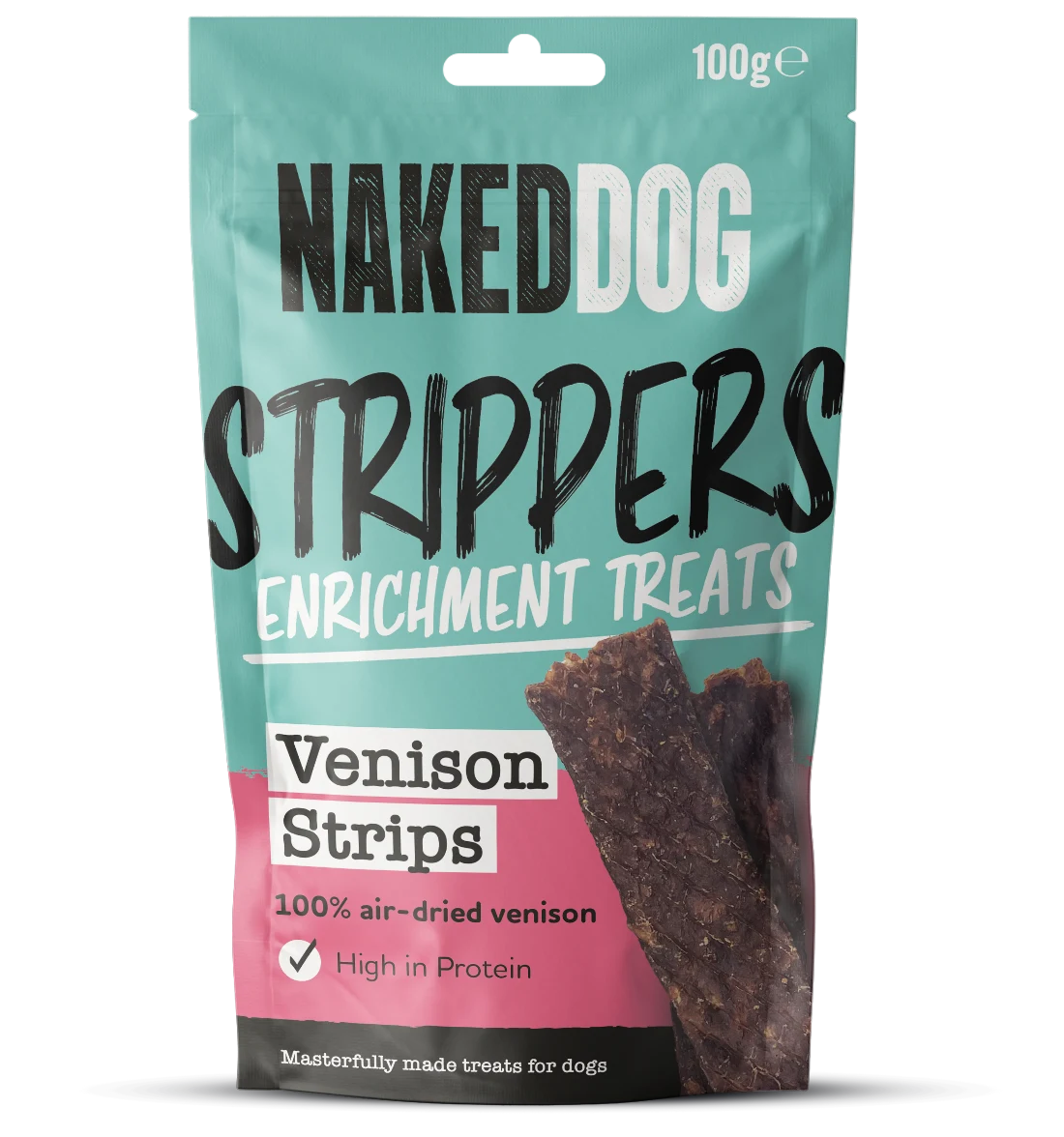 Naked Dog STRIPPERS Enrichment Treats 100g - 1x Venison