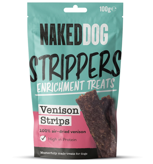 Naked Dog STRIPPERS Enrichment Treats 100g - Venison (Case of 6)