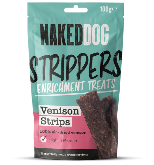 Naked Dog STRIPPERS Enrichment Treats 100g - 1x Venison