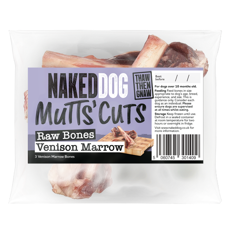 Naked Dog Mutts' Cuts Venison Marrow Bones (3 per pack)