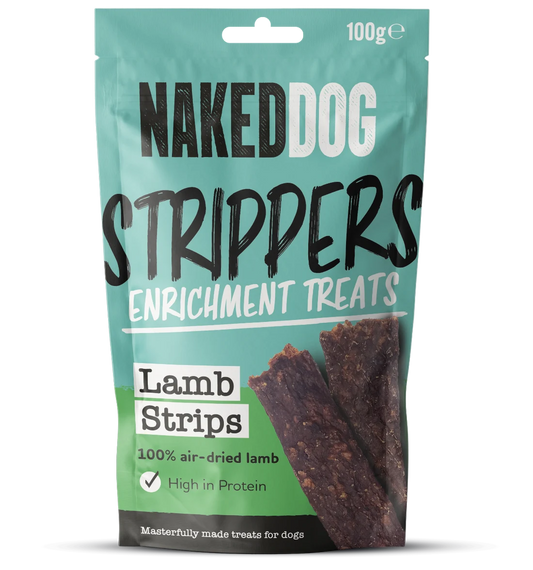 Naked Dog STRIPPERS Enrichment Treats 100g - Lamb (Case of 6)