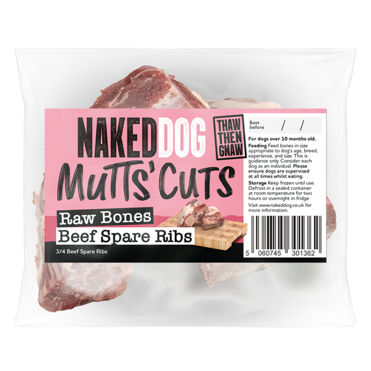 Naked Dog Mutts' Cuts Beef Spare Rib Bones (4 per pack)
