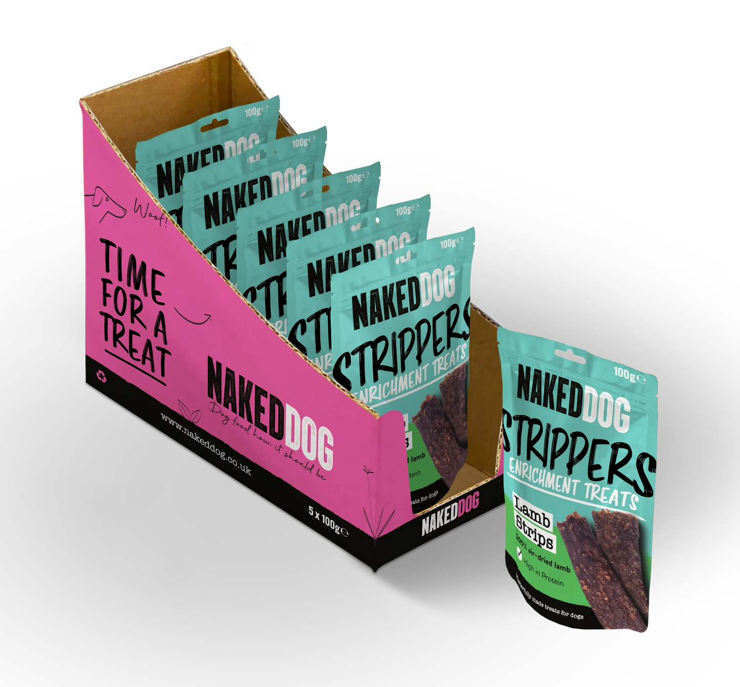 Naked Dog STRIPPERS Enrichment Treats 100g - Lamb (Case of 6)